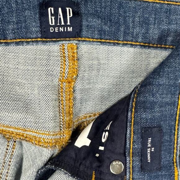 Gap Women's True Skinny High Rise Medium Wash Button Fly Ripped Raw Hem Jeans 30 - Picture 7 of 8